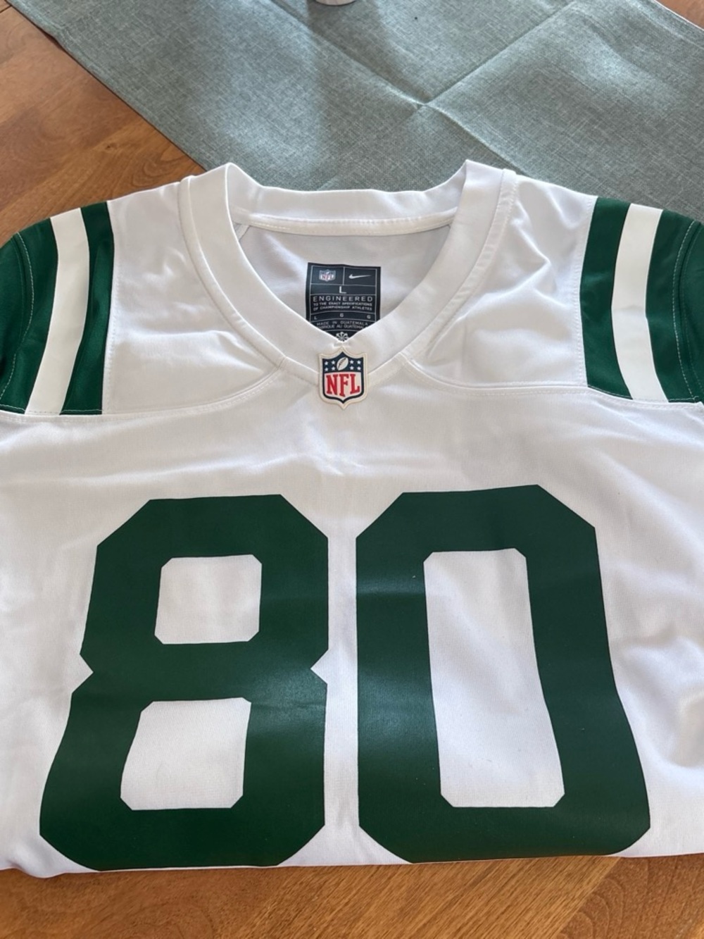 NFL White Jersey with Green Accents #80 Jets
